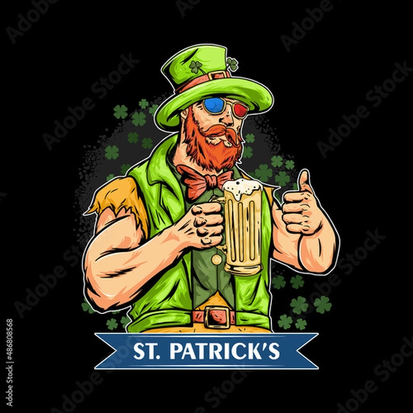 Fototapeta St. Patrick's Day Party with the Big Man theme bringing a glass of beer