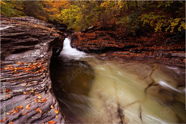 Obraz waterfall in autumn forest