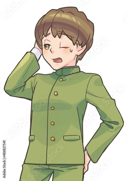 Obraz しまったというリアクションの男子学生(アニメタッチ)