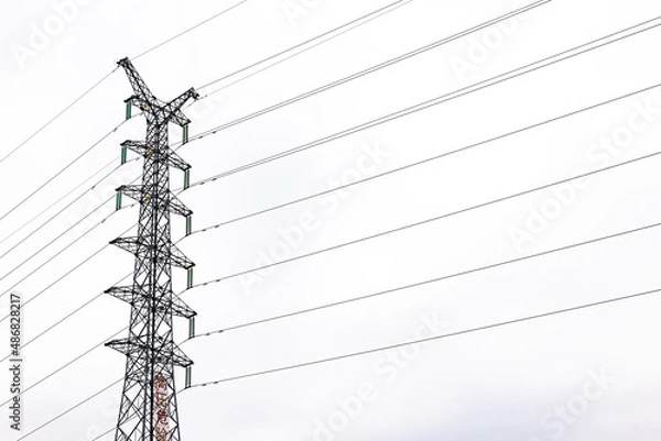 Obraz power lines on a pole