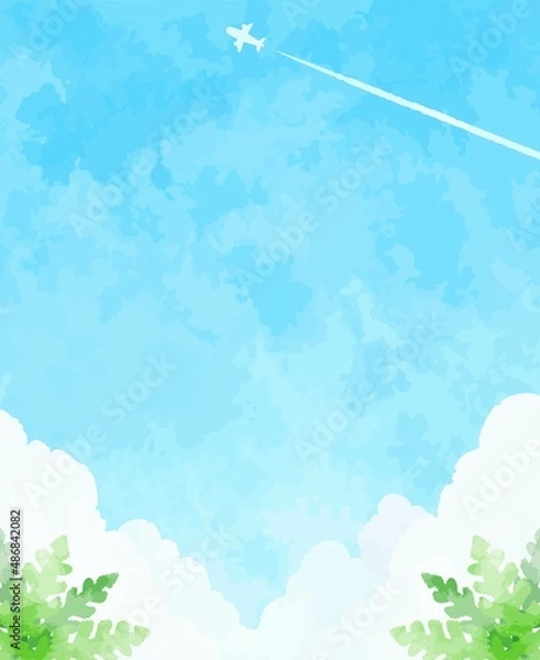 Fototapeta シンプルで爽やかな青空の背景イラスト