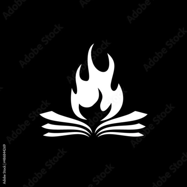 Obraz Bonfire Fire Flame Book icon isolated on dark background
