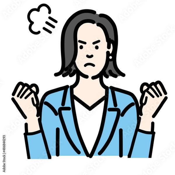 Fototapeta 怒っているスーツを着た若い女性
