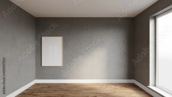 Fototapeta 3d render empty room with art frame