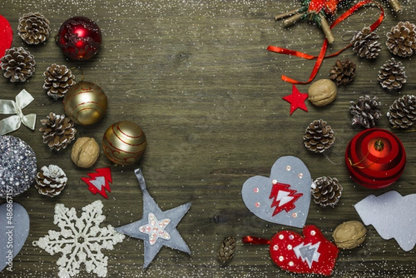 Obraz Christmas background with decor.