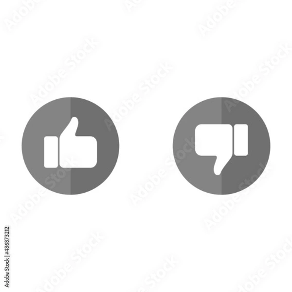 Fototapeta Like and dislike grey flat vector icon