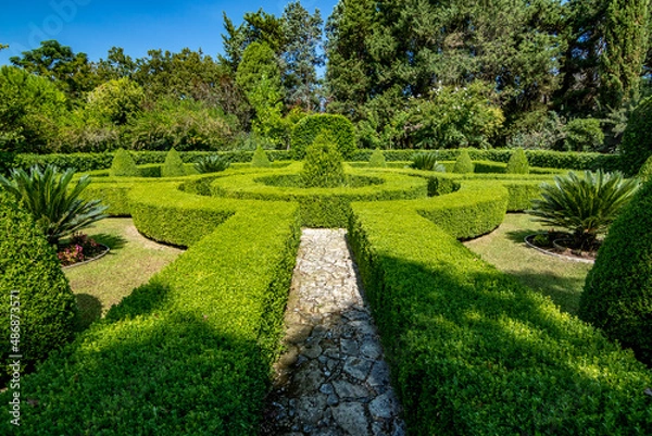Fototapeta Sunny summer day view from the botanical garden called Giardino Botanico La Cutura S.r.l., Contrada Cutura, Giuggianello LE, region of Lecce, Italy