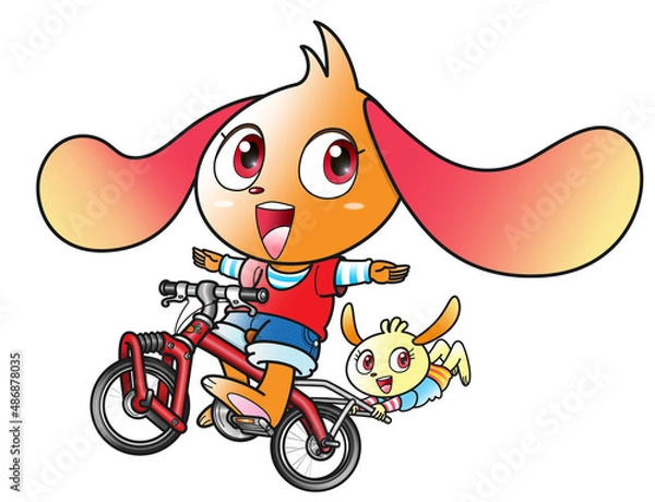Fototapeta ウサギ,キャラクター ,自転車,イメージ画