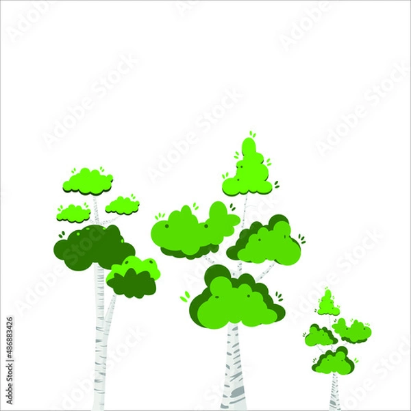 Fototapeta Set of three. tree abstract Nature illustration. isolated white background.