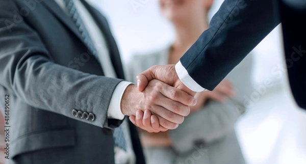 Fototapeta closeup of handshake of business partners