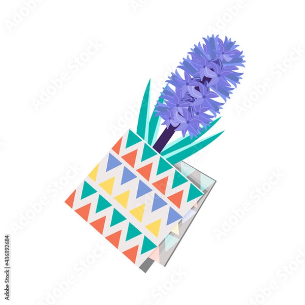 Fototapeta Hyacinth flower and napkin isolated on white background.Vector spring flower can be used in holiday designs, postcards.textiles.