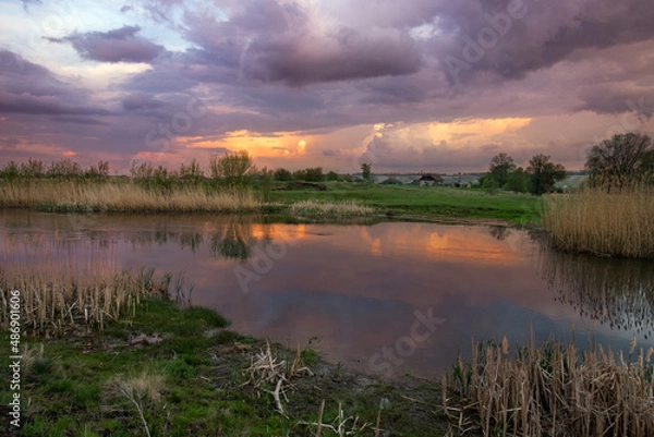 Obraz sunset over the river