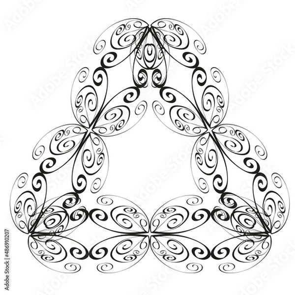 Fototapeta An abstract triangular figure of many ornate black elements.3d.