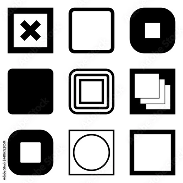 Obraz Square Flat Icon Set Isolated On White Background