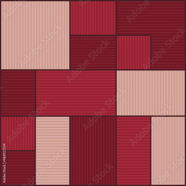 Fototapeta Abstract seamless pattern with block shapes and linear texture. Vector background for poster, textile, fabric, carpet, print, interior design. 