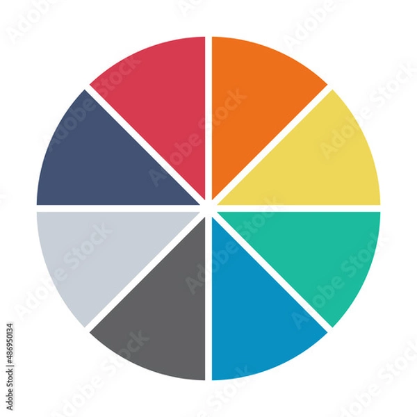 Fototapeta Infographic pie chart. Cycle presentation diagram 8 section. Vector isolated on white background