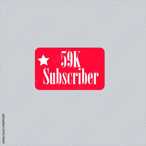 Fototapeta 59K subscriber redish white banner, vector art and illustration