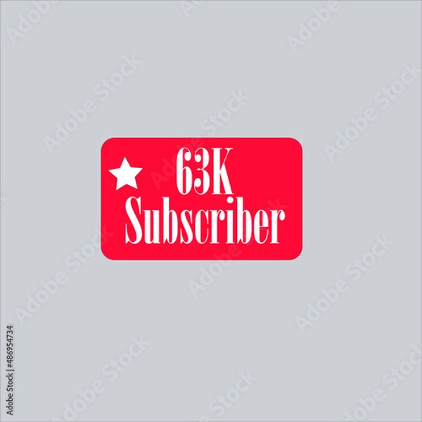 Fototapeta 63K subscriber redish white banner, vector art and illustration