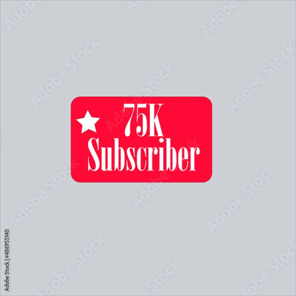 Fototapeta 75K subscriber redish white banner, vector art and illustration