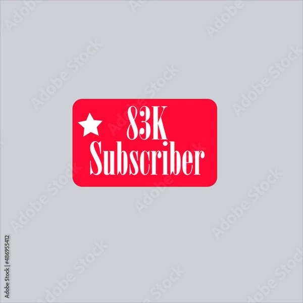 Fototapeta 83K subscriber redish white banner, vector art and illustration