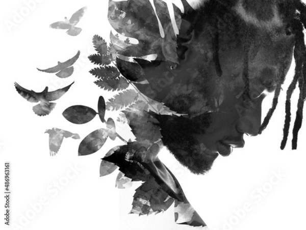 Fototapeta Paintography. A portrait of a man combined with a painting.