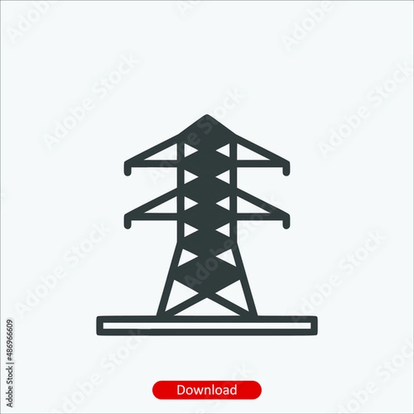 Obraz Electric tower - icon vector icon. Editable stroke. Linear style sign for use web design and mobile apps, logo. Symbol illustration. Pixel vector graphics - Vector
