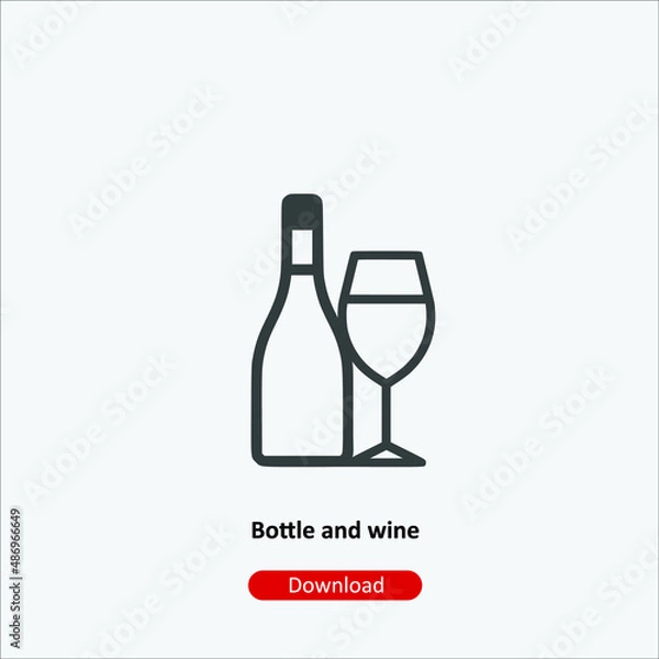 Obraz Bottle and wine - icon vector icon. Editable stroke. Linear style sign for use web design and mobile apps, logo. Symbol illustration. Pixel vector graphics - Vector