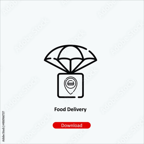 Obraz Food delivery - icon vector icon. Editable stroke. Linear style sign for use web design and mobile apps, logo. Symbol illustration. Pixel vector graphics - Vector