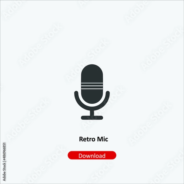 Obraz Retro Microphone - icon vector icon. Editable stroke. Linear style sign for use web design and mobile apps, logo. Symbol illustration. Pixel vector graphics - Vector