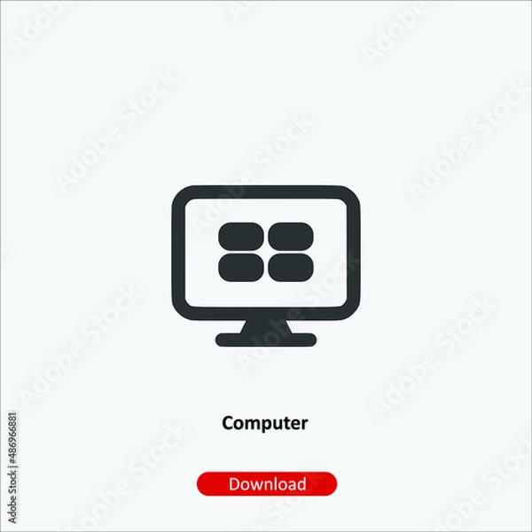 Obraz Computer- icon vector icon. Editable stroke. Linear style sign for use web design and mobile apps, logo. Symbol illustration. Pixel vector graphics - Vector