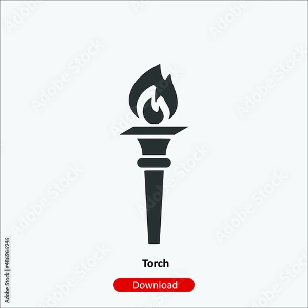 Obraz Torch - icon vector icon. Editable stroke. Linear style sign for use web design and mobile apps, logo. Symbol illustration. Pixel vector graphics - Vector