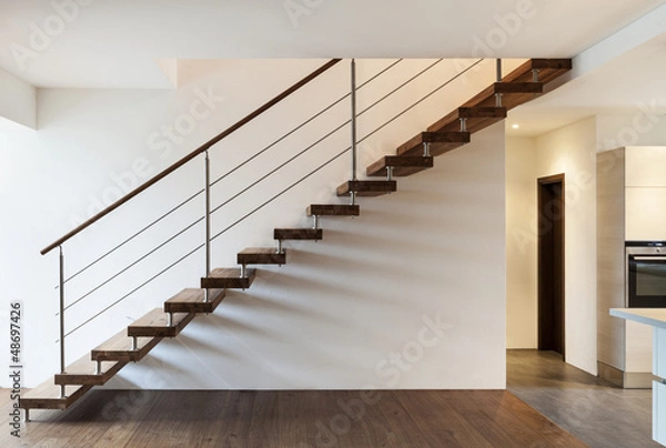 Obraz Beautiful modern loft, staircase view