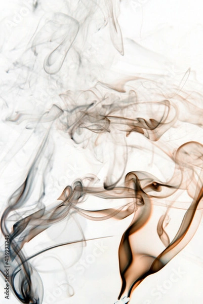 Fototapeta Real colorful smoke on white background. Graphic resource for use with blend modes. Fusion layers.