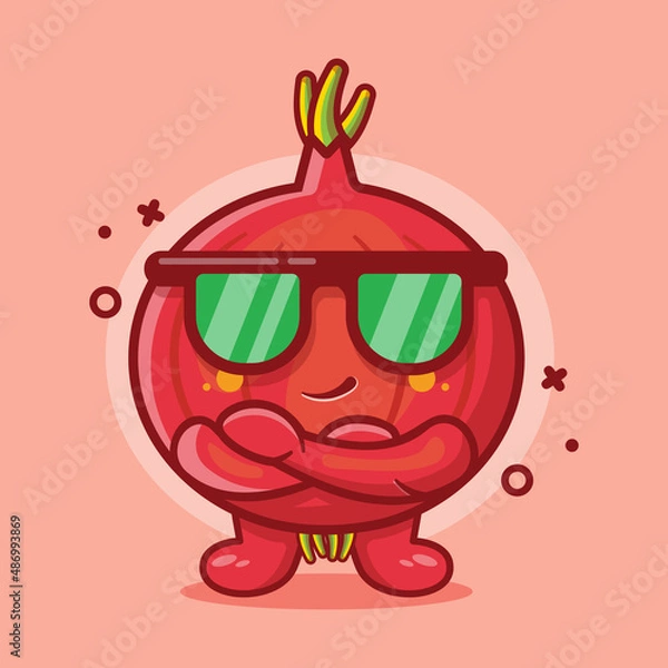 Fototapeta super cool onion character mascot isolated cartoon in flat style design. great resource for icon,symbol, logo, sticker,banner.