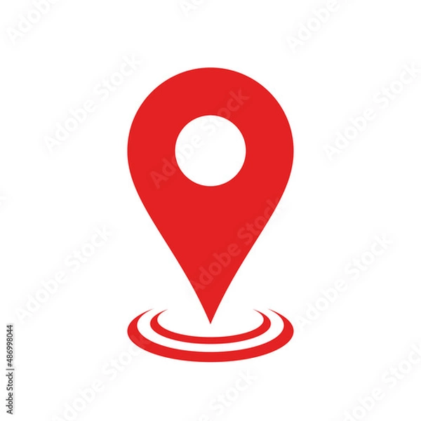Fototapeta Vector illustration of red locator pin. Suitable for design element of map app, address location software, and gps technology.