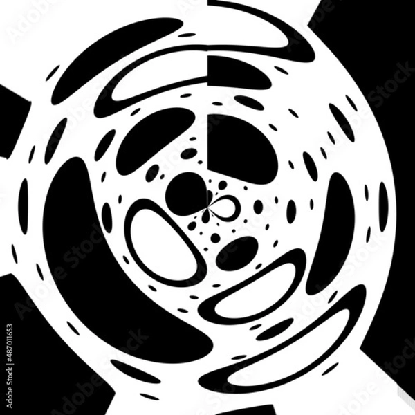 Fototapeta Abstract illustration for design Black and white ovals, spots on a white background.