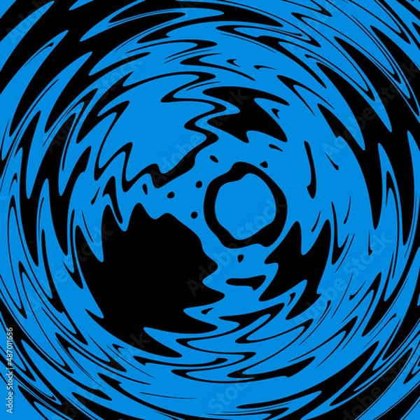 Fototapeta Abstract illustration for splash design, background. Black spots on a blue background.