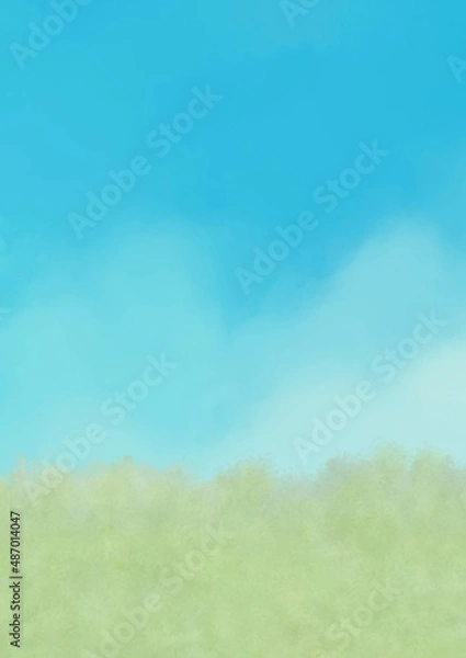 Obraz 夏の青空と雲の背景素材
