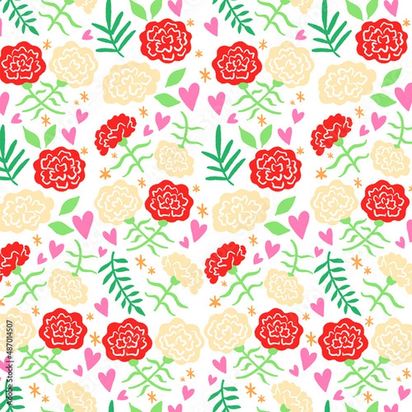 Fototapeta カーネーションの柄のイラスト