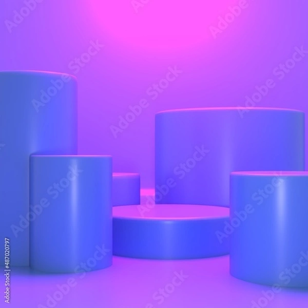 Fototapeta Pedestal for display, shelf beyond imagination, Platform for design,Blank product stand.3D rendering