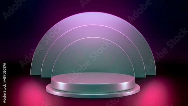 Obraz product display cylinder podium studio background. Abstract 3d geometric shape object illustration render. 3D rendering