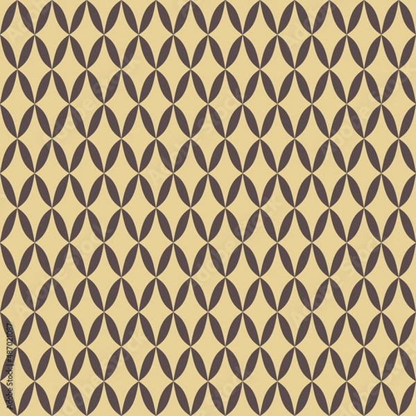 Fototapeta Seamless geometric vector pattern. Modern brown and golden ornament with stars. Geometric abstract background