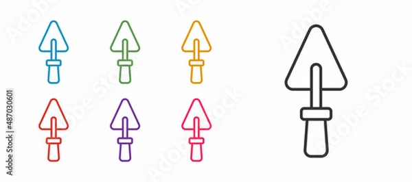 Fototapeta Set line Trowel icon isolated on white background. Set icons colorful. Vector