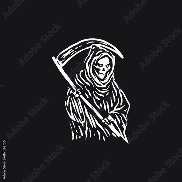 Obraz Grim reaper vector illustration on black background.