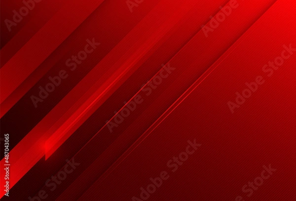 Obraz Abstract red gradient geometric square shapes background with shadow and lines decoration. Modern simple diagonal geometric shape graphic element. Suit for poster, website, banner, presentation