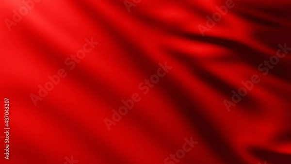 Fototapeta Red Flag fullscreen background in the wind with waves