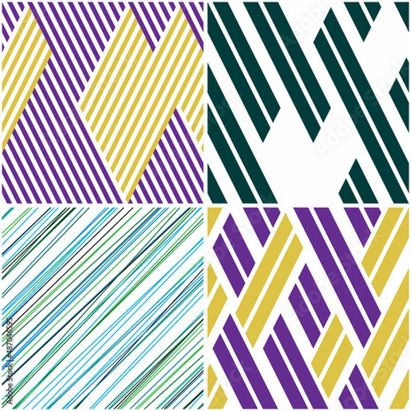 Fototapeta 4 different vector patterns in the same package(eps). One pattern is paid and 3 are free (white dividing lines)