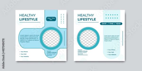 Fototapeta Simple and creative of social media post templates. Suitable for health webinars, health poster, business webinar, online classes and other online seminars.