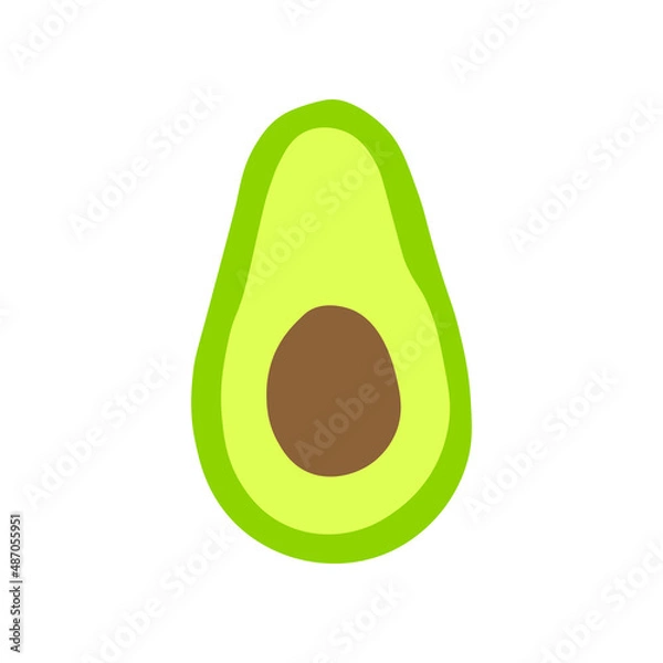 Fototapeta Vibrant vector color icon of avocado with pit. Modern sign in flat style perfect for advertisement, web sites, banners, books etc