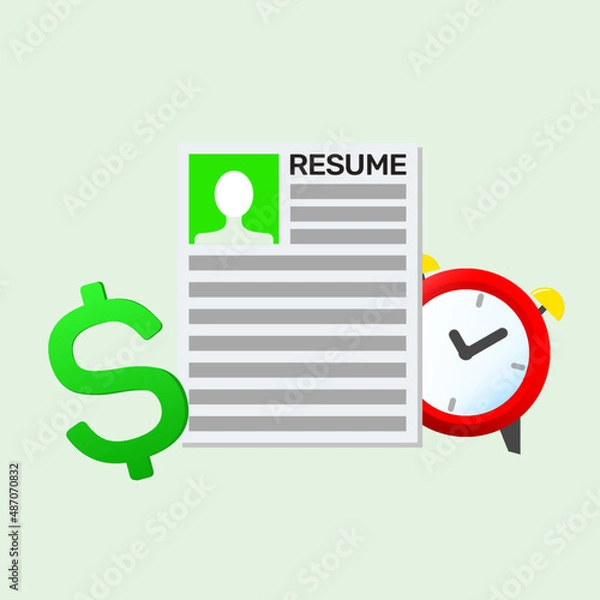 Obraz Summary alarm clock and dollar sign on a green background